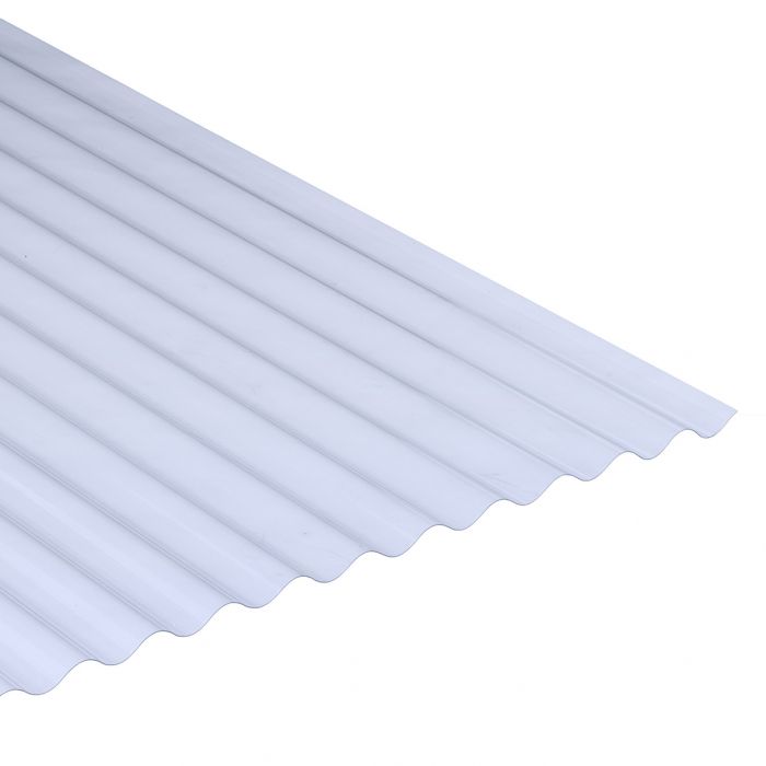 Plaque ondulée en PVC, transparente, type H 76/18 - différentes largeurs